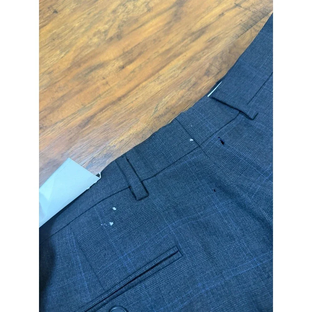 NEW Nautica Men's Dress Pants Blue Solid Fit Pleated Travel 36x30 READ